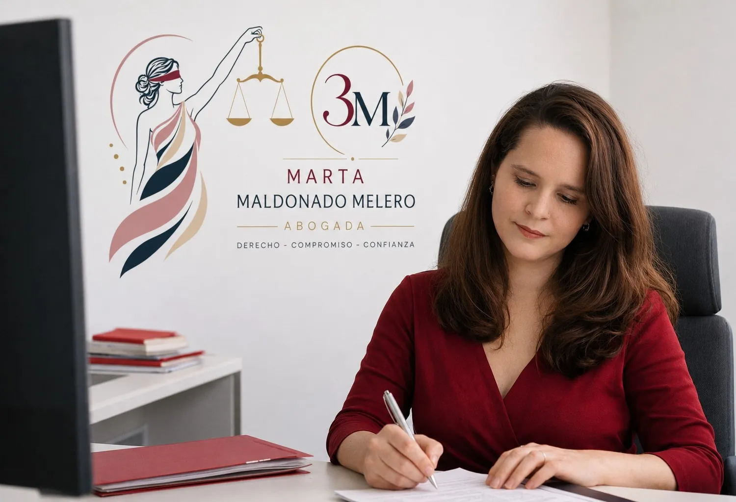 Marta Maldonado revisando documentos en su despacho de Tres Cantos